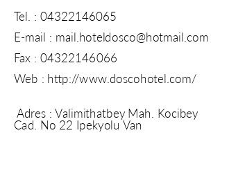 Dosco Hotel iletiim bilgileri
